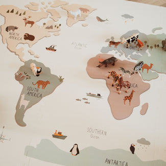 puzzlemat, storage box & mini house - worldmap