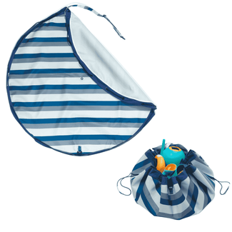outdoor - playmat & toy bag-blue/green stripes
