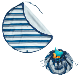 outdoor - playmat & toy bag-blue/green stripes