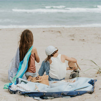 outdoor - playmat & toy bag-blue/green stripes