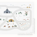 detail of EEVAA farm puzzlemat, front side print with edges