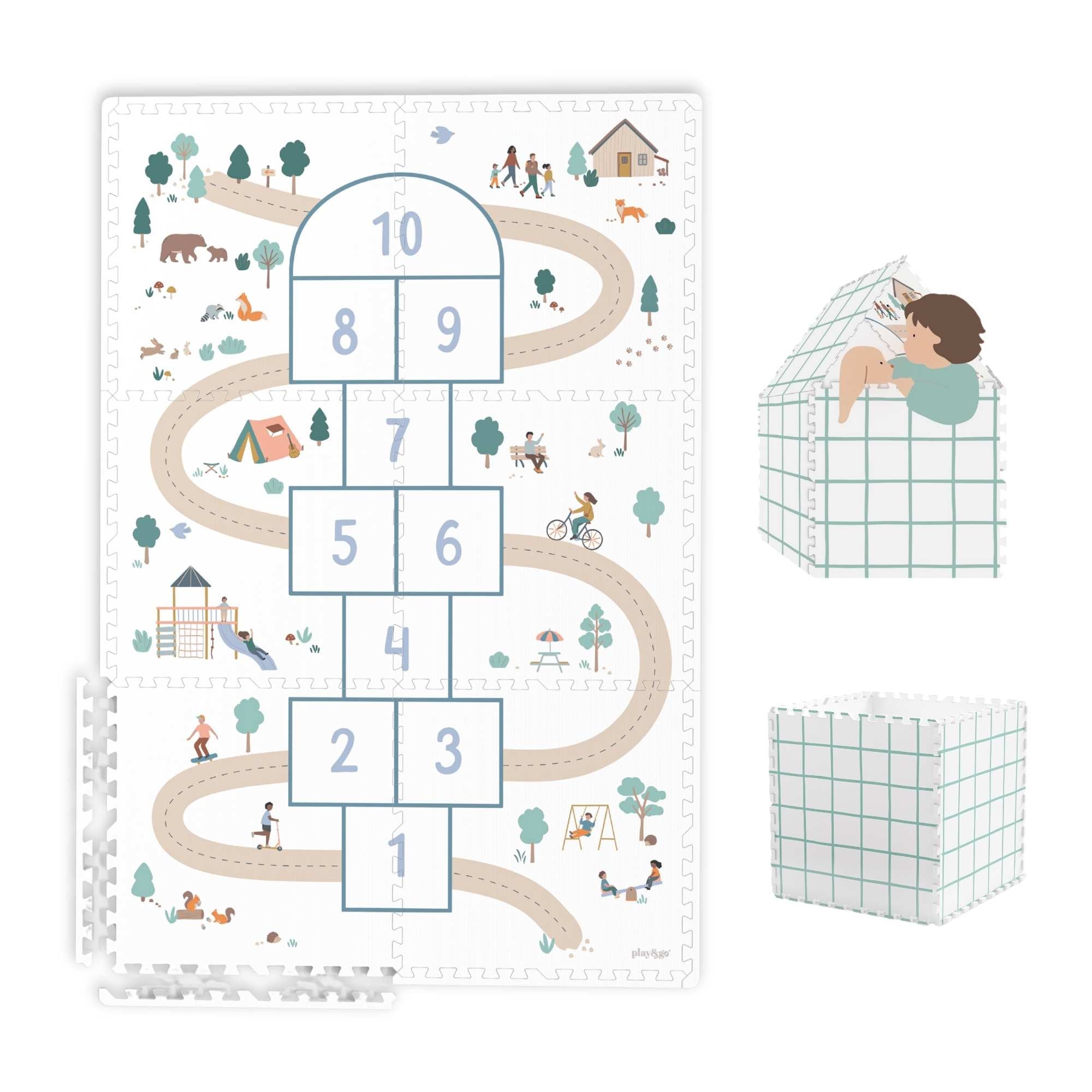 puzzlemat, storage box & mini house - hopscotch