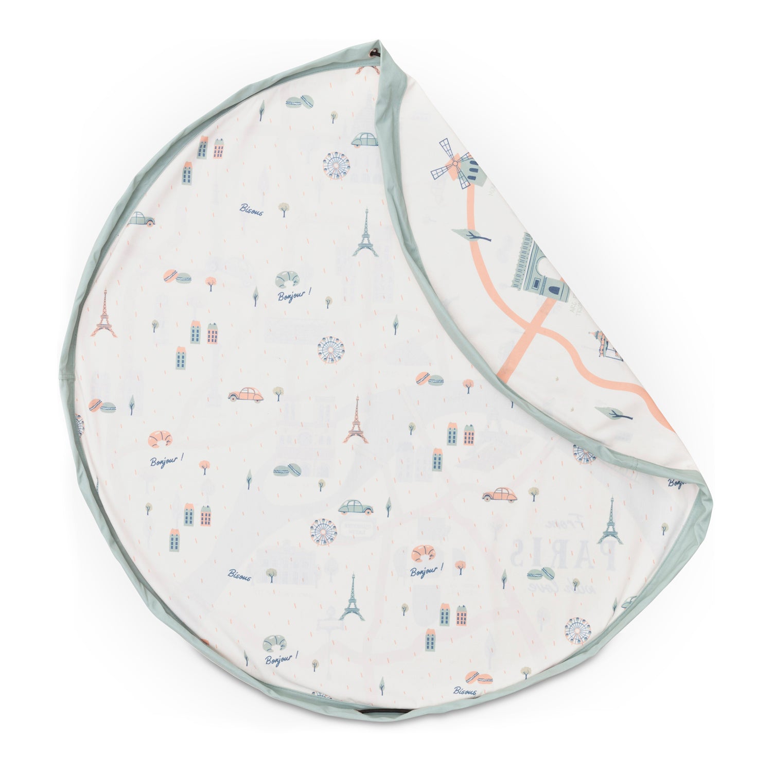 stylish designed Paris Map toy storage bag, folded piece