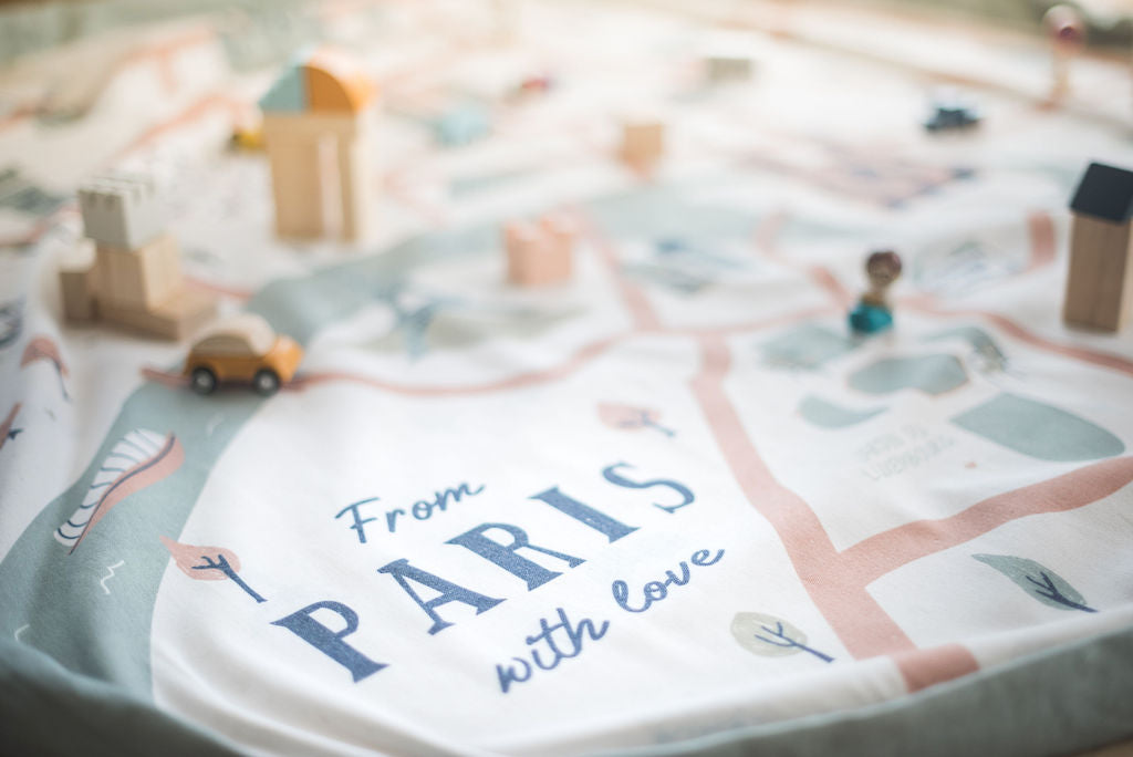 detail picture Paris Map toy storage bag, little icons, wooden toys