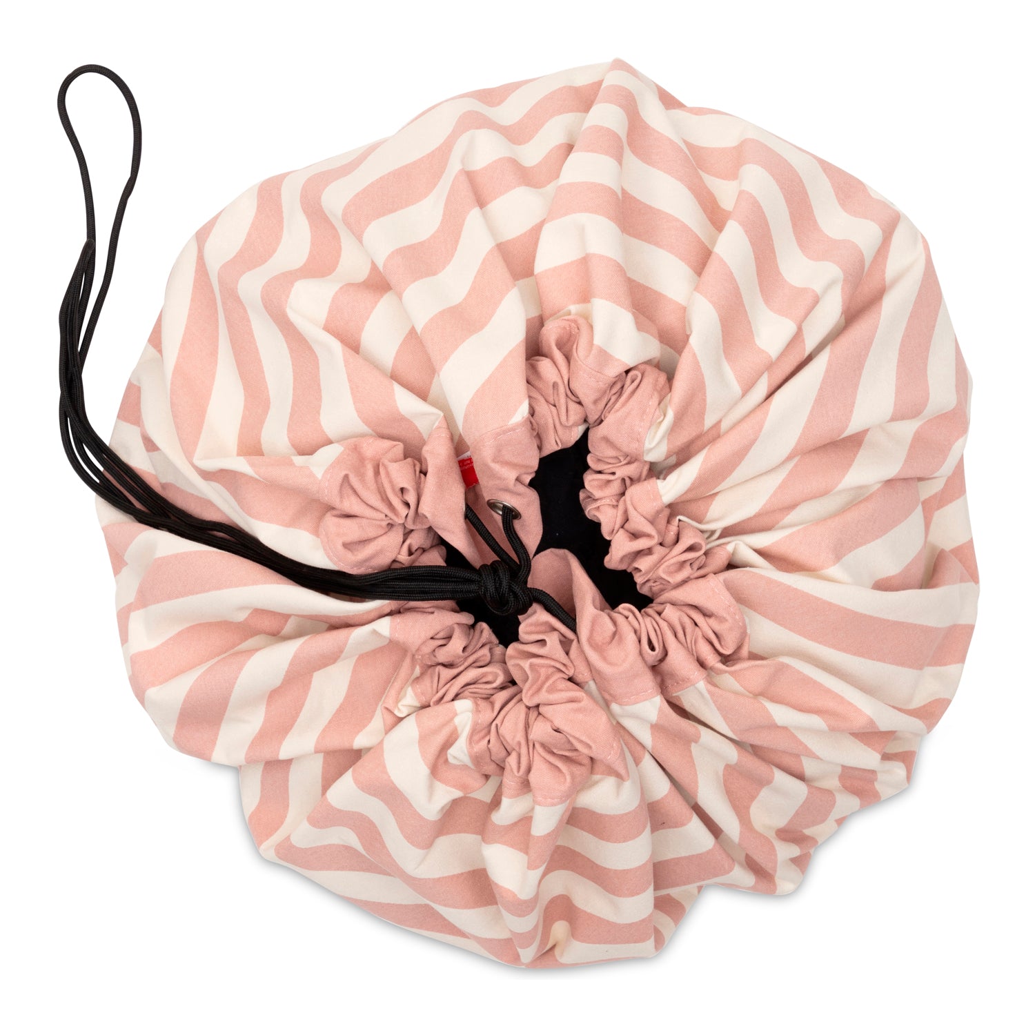 toy storage bag and play mat, Pink New stripes, bag closed