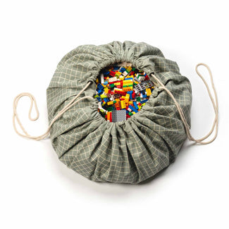 noomad original organic green grid playmat & storage bag