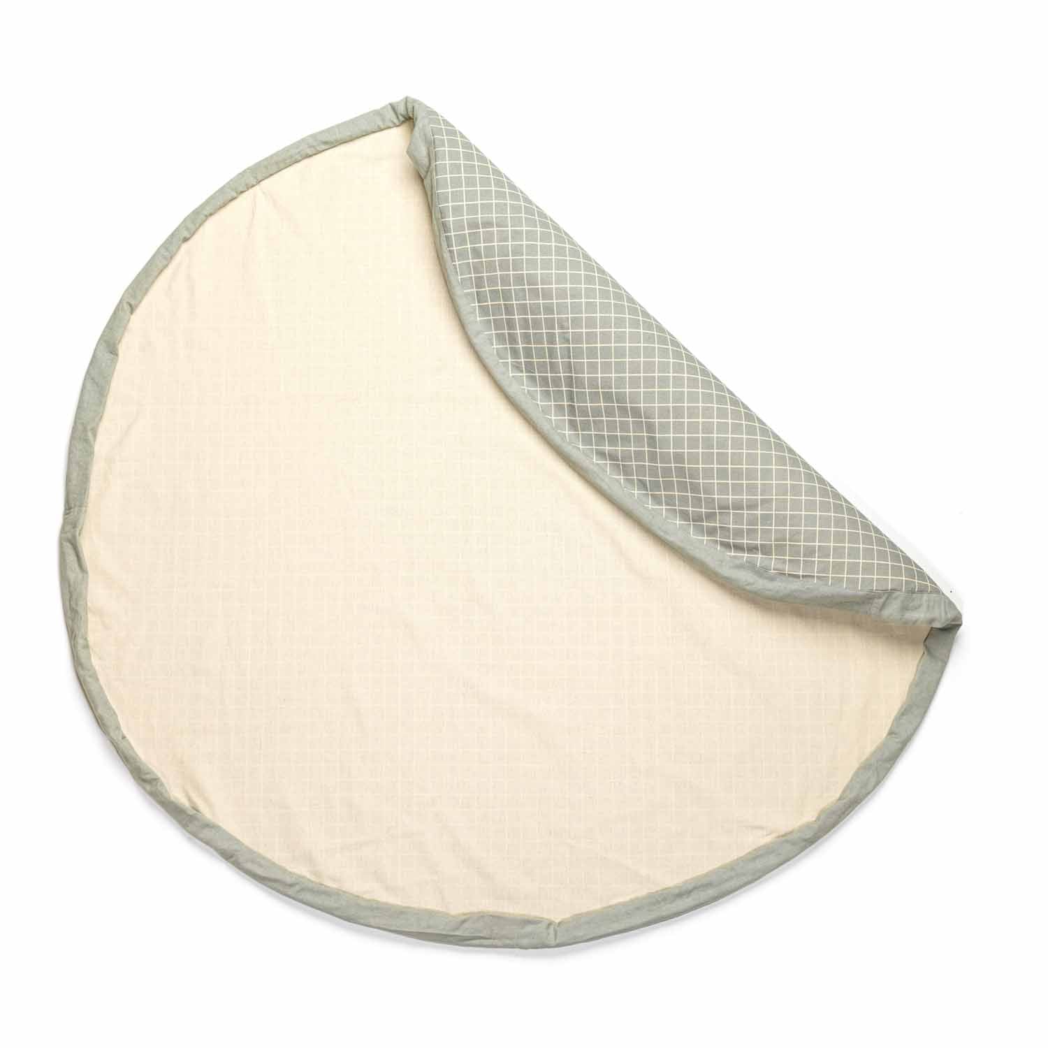 detail picture of inside organic storage bag grid green, folded piece