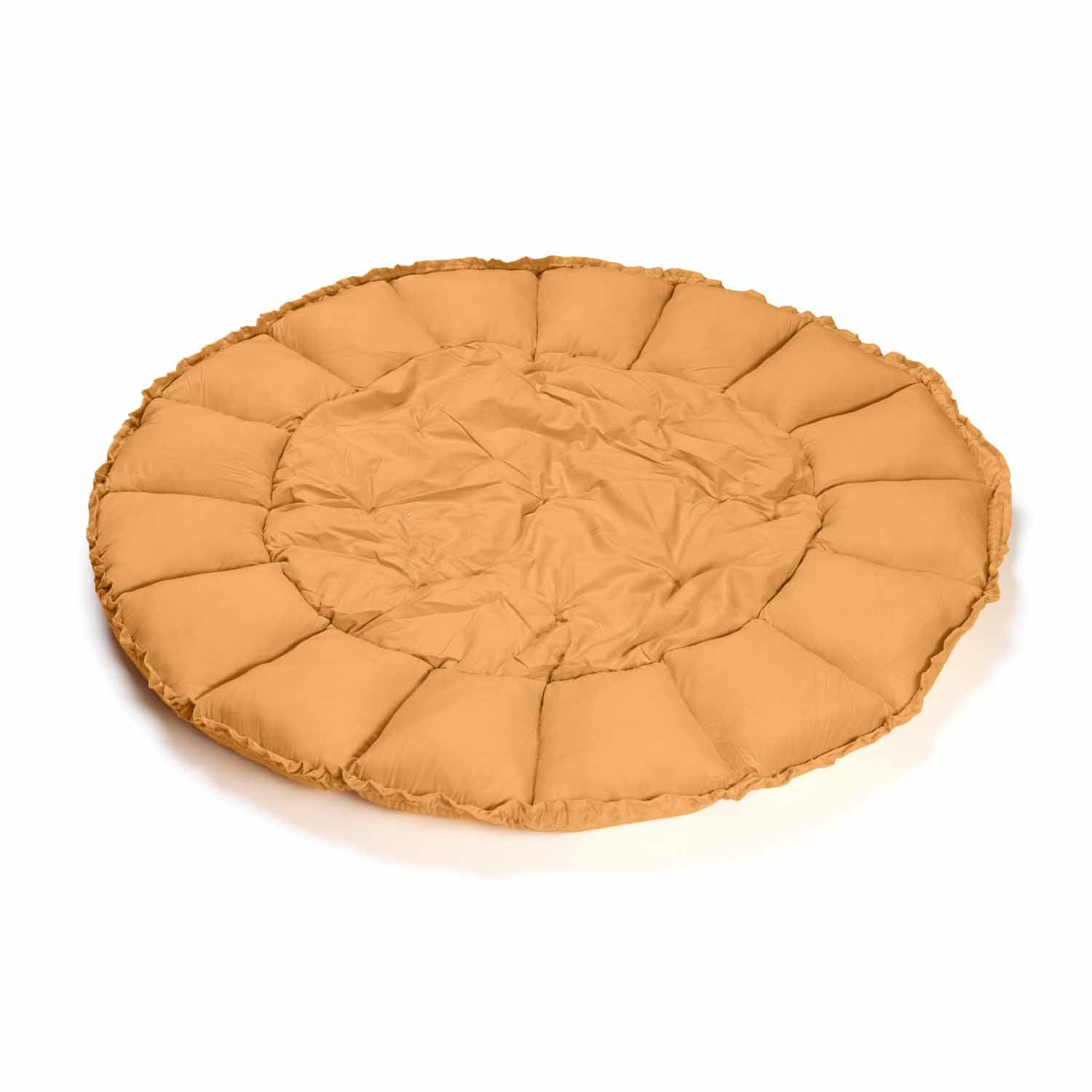 mustard baby mat, crib, flat